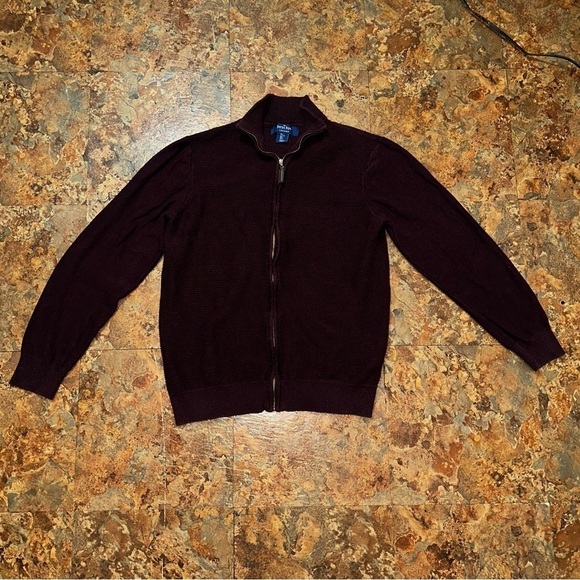 Savile Row Company London Full Zip Sweater Jacket Men’s Size Large Plum Purple - Picture 1 of 9